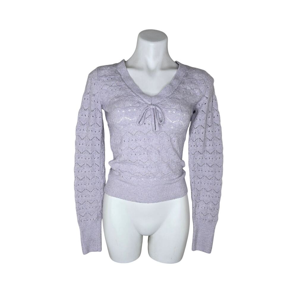 HOLLISTER Stitchy V-Neck Sweater In Purple Lilac Size Medium